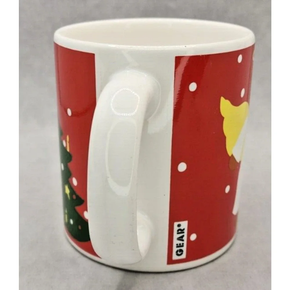 Vtg Waechtersbach W. Germany Christmas Teddy Bears Red Mug‎ Bear Angel U207
